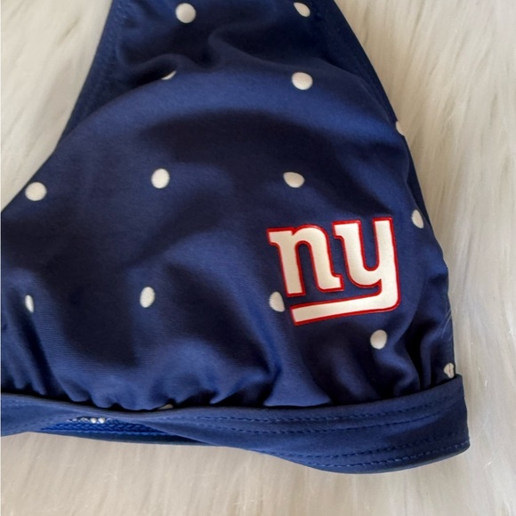 Women's NFL New York Giants Blue Polka Dot Bikini Top Medium - Picture 2 of 5